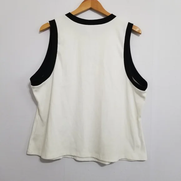 NWT Ava & Viv Ivory Black Trim Tank Top Size 2X - Picture 3 of 6